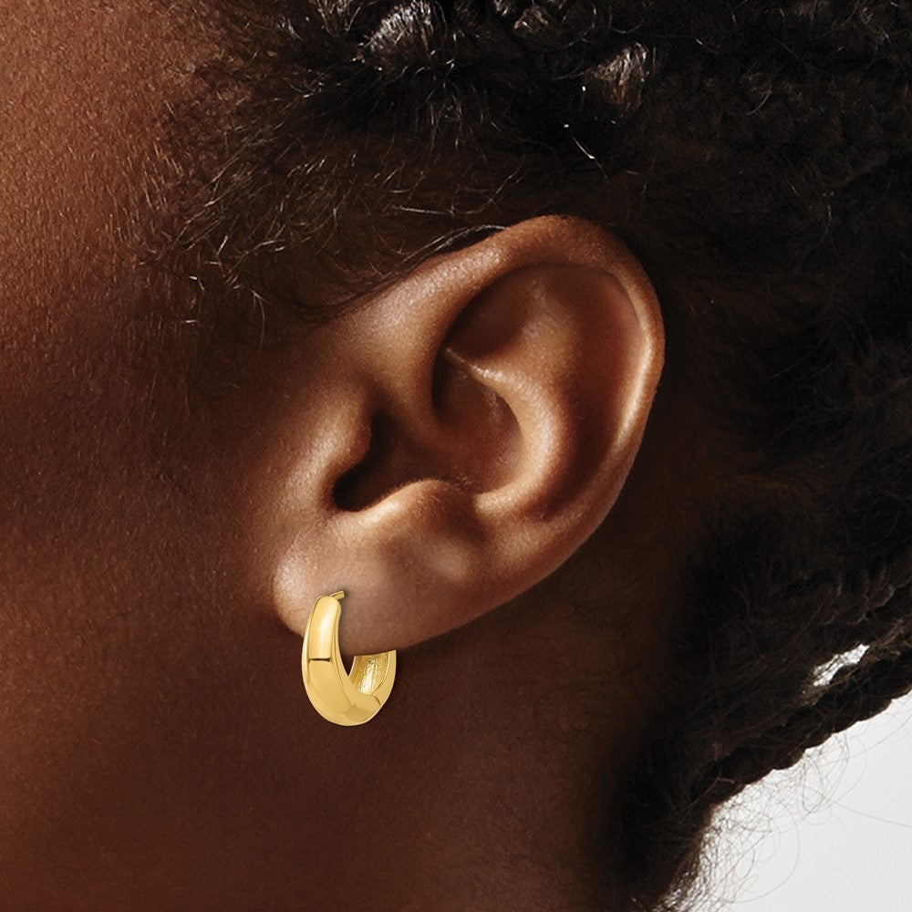 14k Yellow Gold Polished Hinged Huggie Hoop Earrings