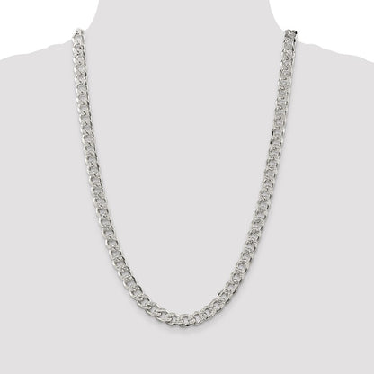 Sterling Silver 9.3mm Pav� Curb Chain Necklace 26"