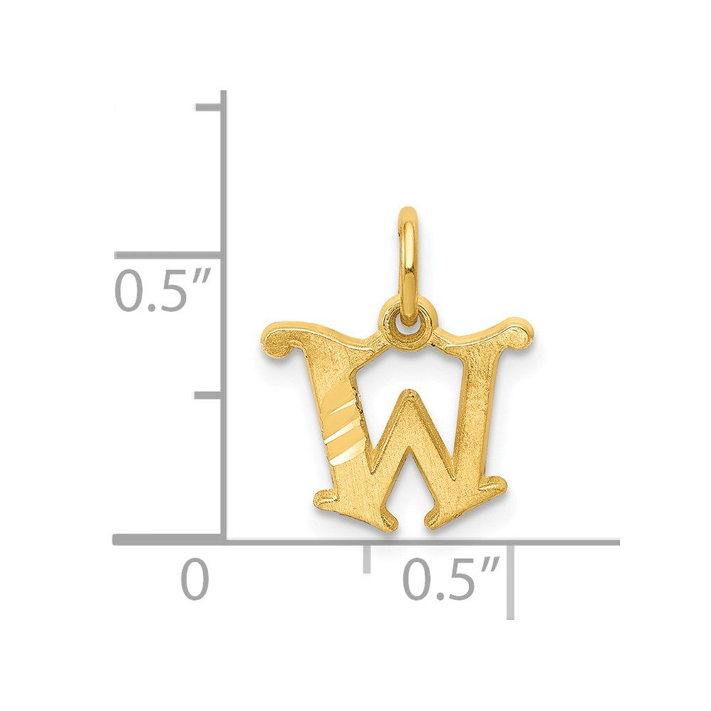 14k Yellow Gold Letter W Initial Charm Pendant