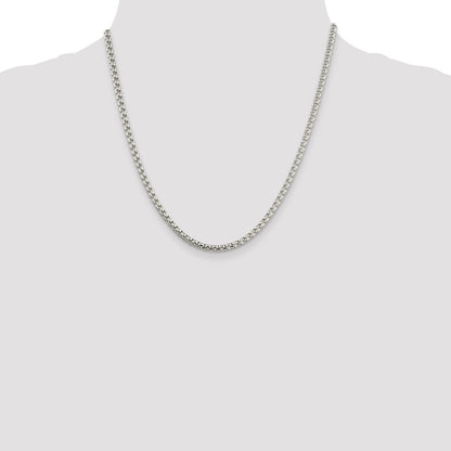 Sterling Silver 3.6mm Round Box Chain Necklace 20"