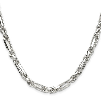 Sterling Silver 6mm Diamond-Cut Figarope Chain Necklace 20"