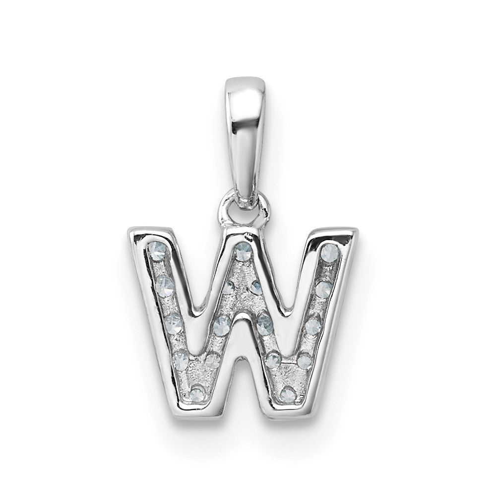 14k White Gold Diamond Letter W Initial with Bail Pendant