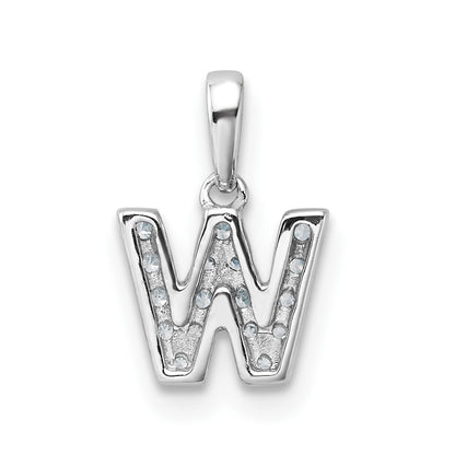 14k White Gold Diamond Letter W Initial with Bail Pendant