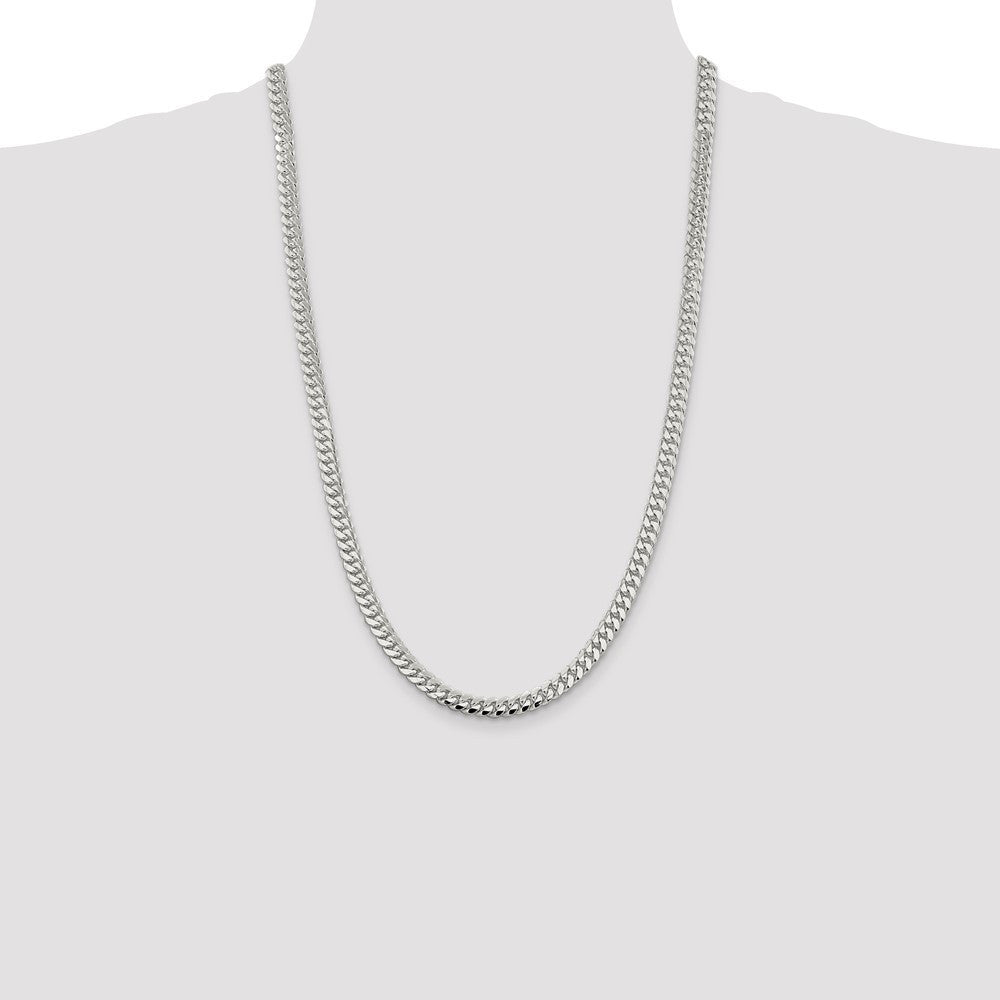 Sterling Silver 6.4mm Polished Domed Curb Chain Necklace 26"