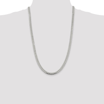 Sterling Silver 6.4mm Polished Domed Curb Chain Necklace 26"