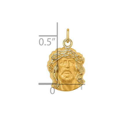 14k Yellow Gold Hollow Polished/Satin Small Jesus Medal