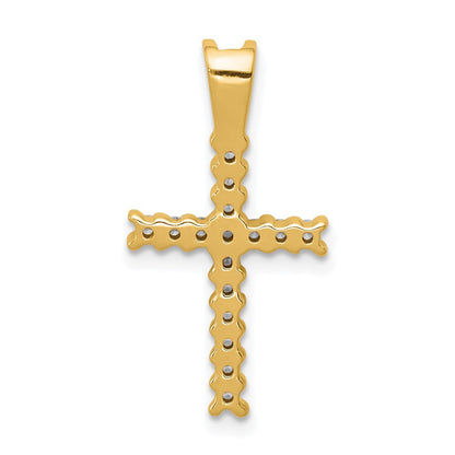 14k Yellow Gold and Rhodium Diamond Latin Cross Pendant