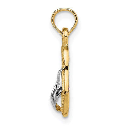 14k Yellow Gold 3D Rhodium Single Flip-Flop Pendant