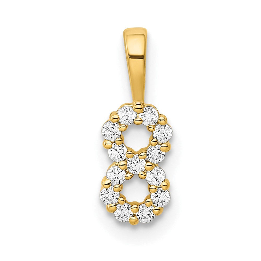 14k Yellow Gold Diamond Number 8 Pendant