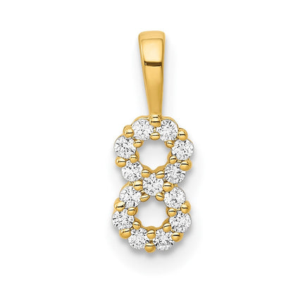 14k Yellow Gold Diamond Number 8 Pendant