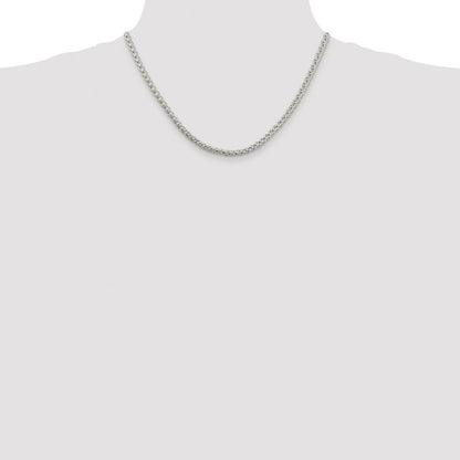 Sterling Silver Rhodium-plated 4mm Round Spiga Chain Necklace 18"