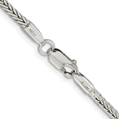 Sterling Silver 2.5mm Diamond-cut Round Franco Chain Necklace 24"