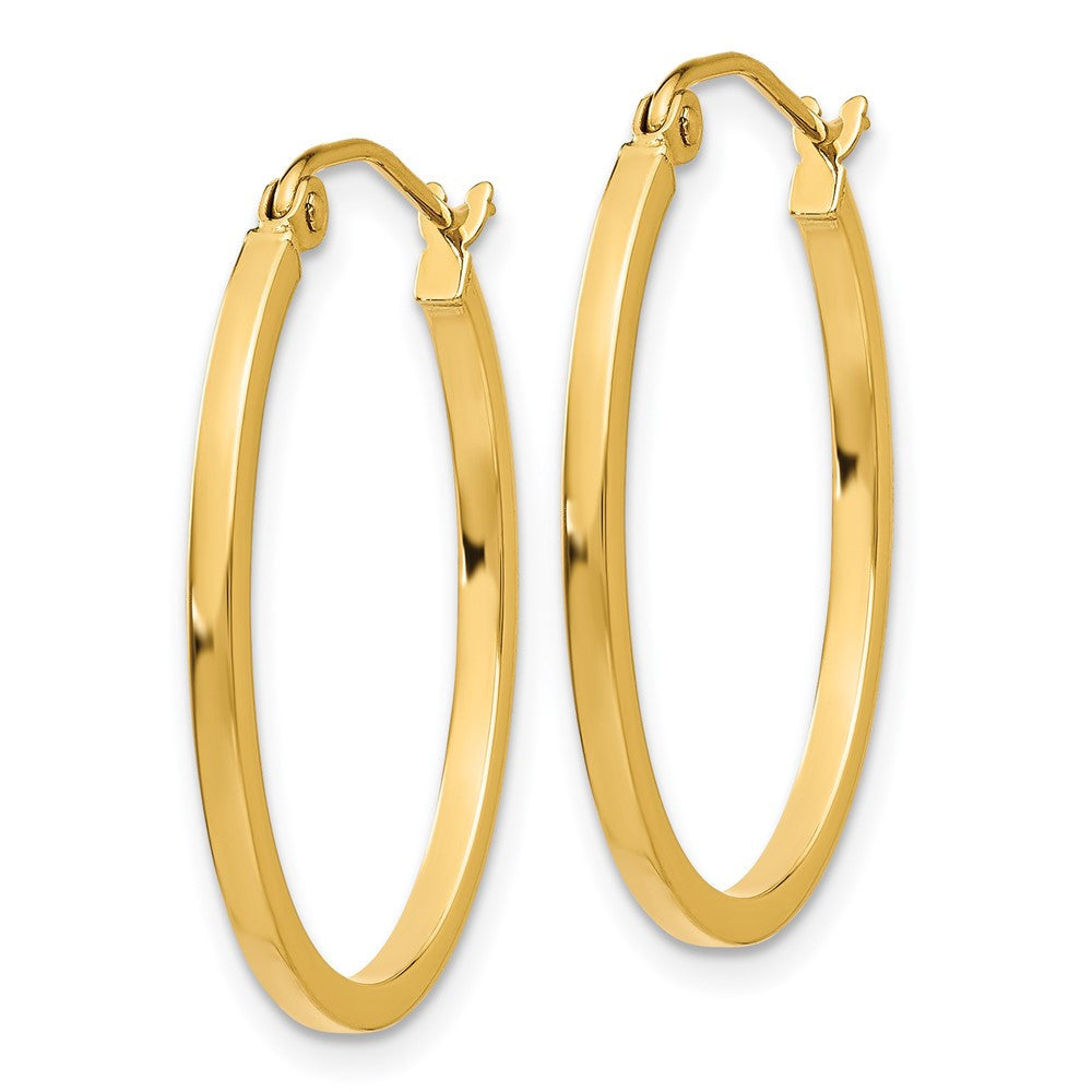 14k Yellow Gold Lightweight Fancy Oval Hoop Earrings