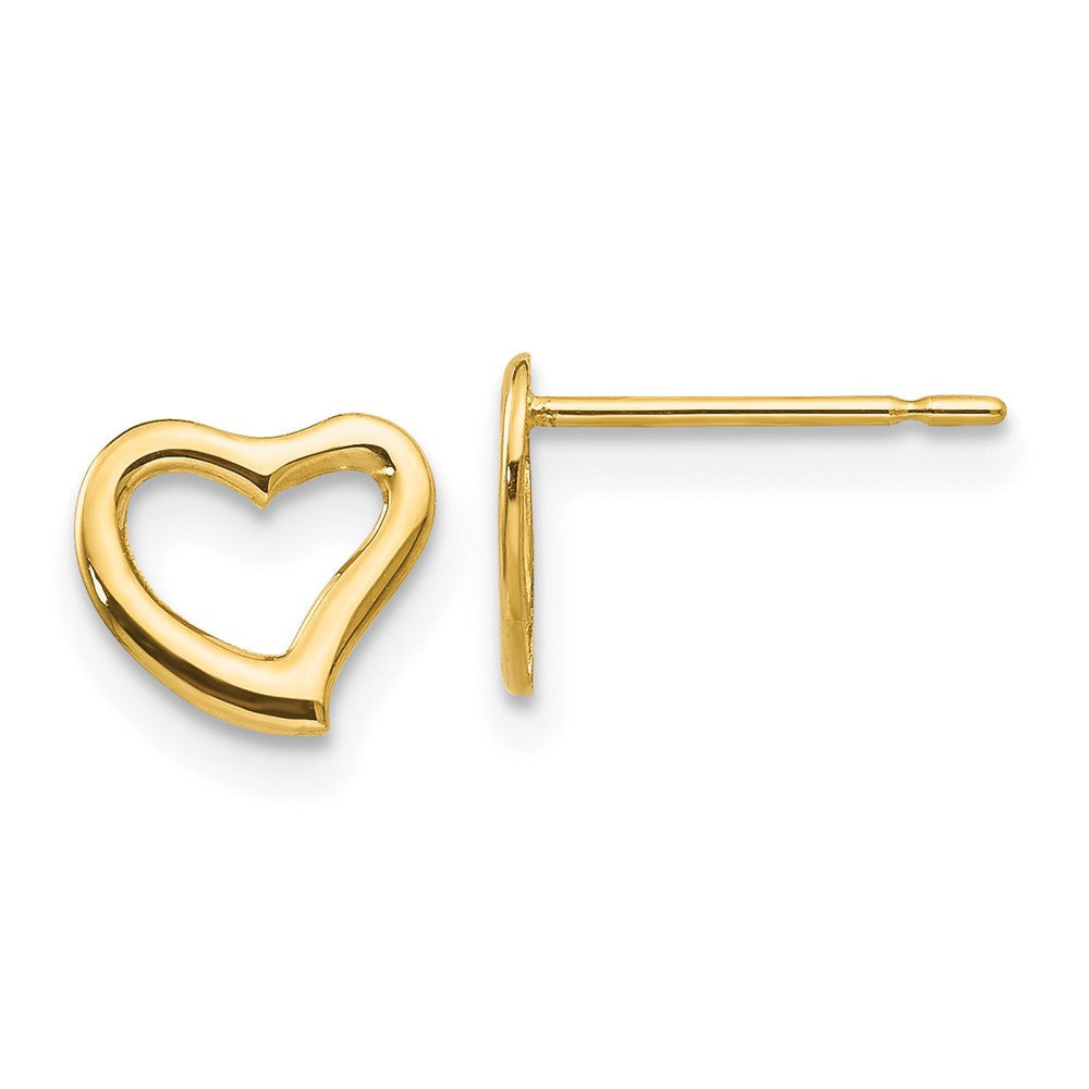 14k Yellow Gold Children's Heart Button Stud Earrings