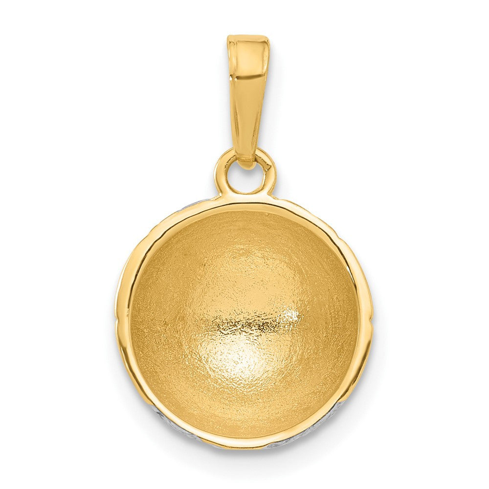 14k Yellow Gold and White Rhodium Diamond-Cut Soccer Ball Pendant