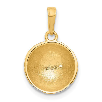 14k Yellow Gold and White Rhodium Diamond-Cut Soccer Ball Pendant