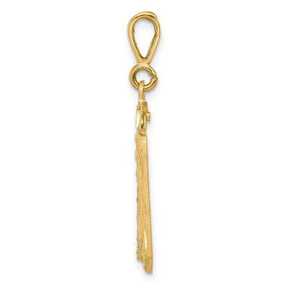 14k Yellow Gold Small Brushed Diamond-cut Number 30 Charm Pendant