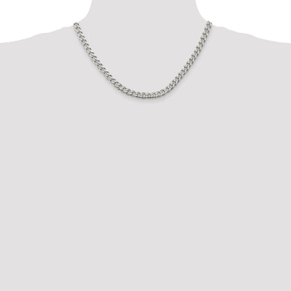 Sterling Silver Rhodium-plated 6.5mm Curb Chain Necklace 18"