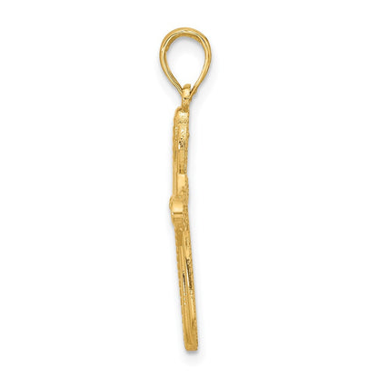 14k Yellow Gold Fancy Cross Charm Pendant