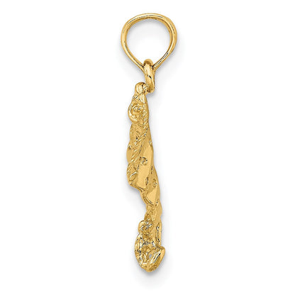 14k Yellow Gold Spotted Eagle Ray with Holes Charm Pendant