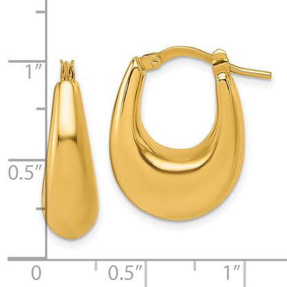 14k Yellow Gold Polished Puffed Oval Hoop earrings