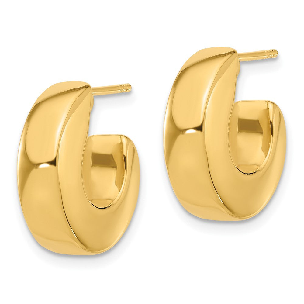 14k Yellow Gold Polished J-Hoop Earrings