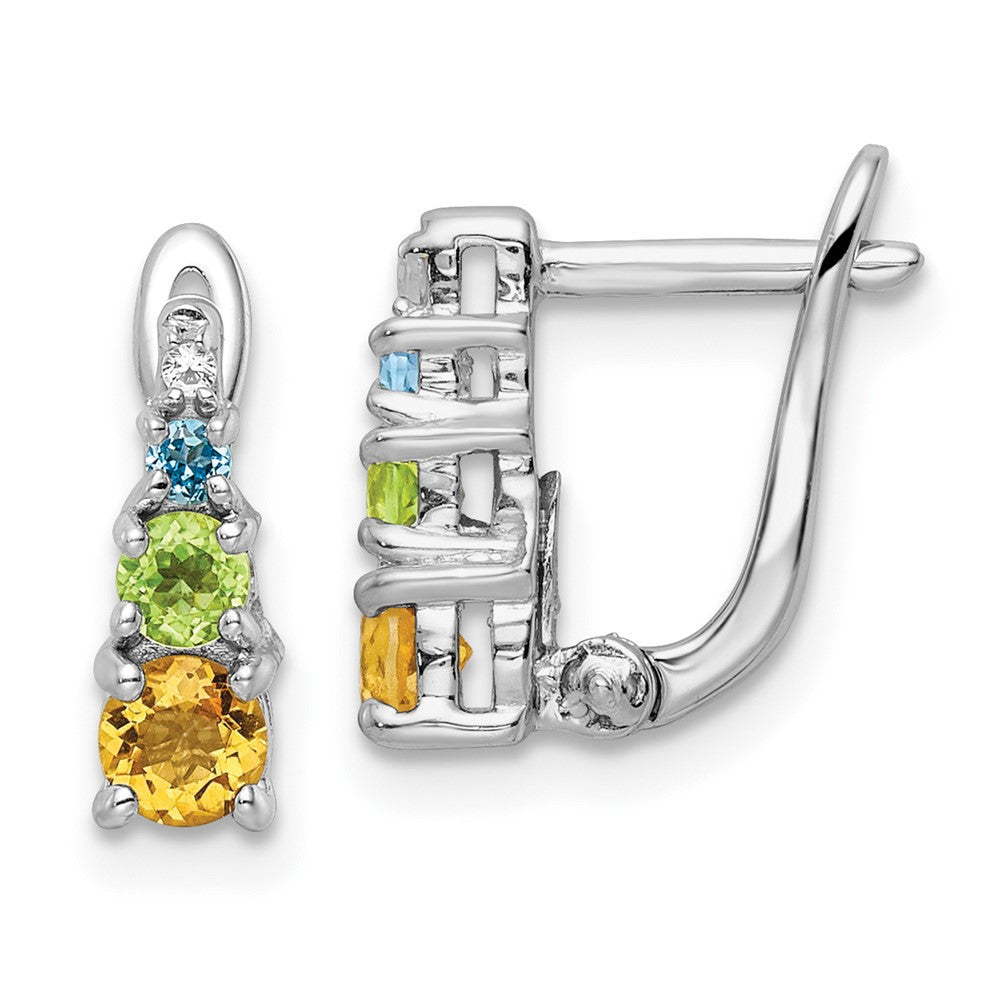 Sterling Silver RH-plated .77t.w. PE/CI/BT/WT Hinged Dangle Earrings