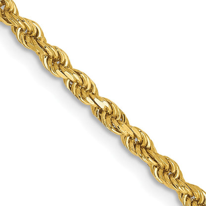14k Yellow Gold 2.5mm Semi Solid Diamond-cut Rope Chain Necklace 18"