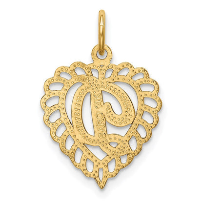 14k Yellow Gold Heart Letter D Charm Pendant