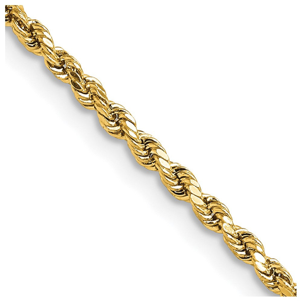 14k Yellow Gold 2.25mm Semi Solid Diamond-cut Rope Chain Necklace 18"