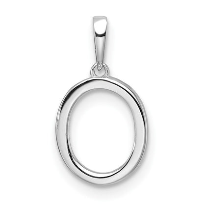 14k White Gold Diamond Letter O Initial Pendant