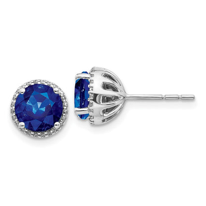 14k White Gold Diamond and Sapphire Stud Earrings