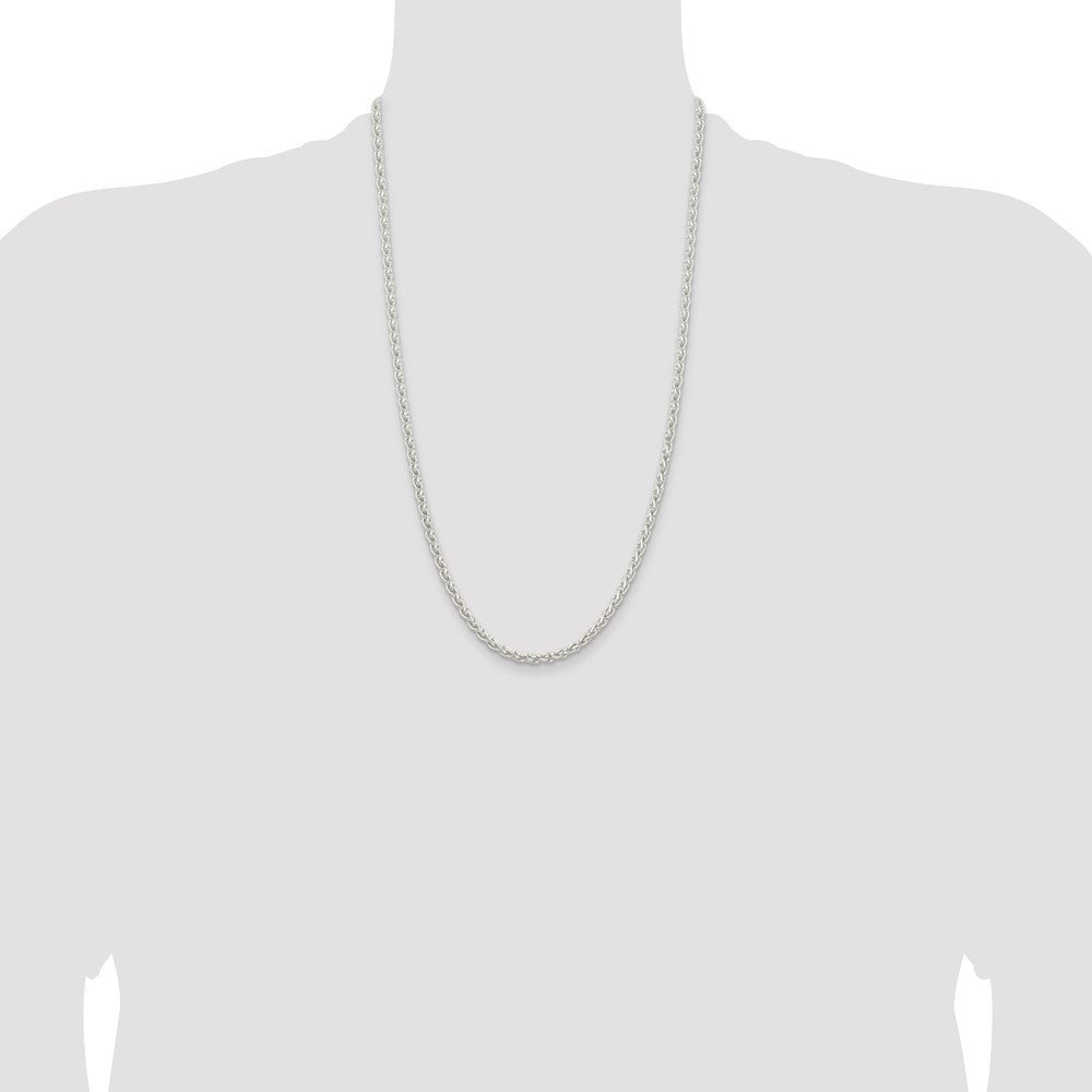 Sterling Silver 3.7mm Round Spiga Chain Necklace 26"