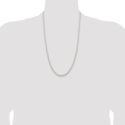 Sterling Silver 3.7mm Round Spiga Chain Necklace 26"