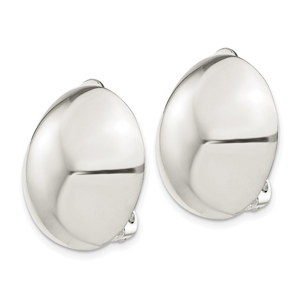 Sterling Silver Polished Non-Pierced 23mm Circle Button Button Stud Earrings