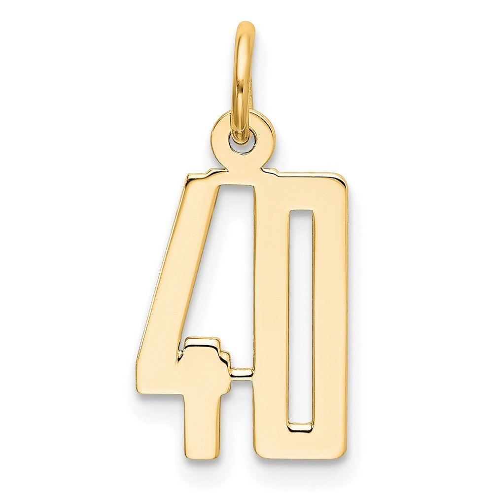 14k Yellow Gold Small Elongated Number 40 Charm Pendant