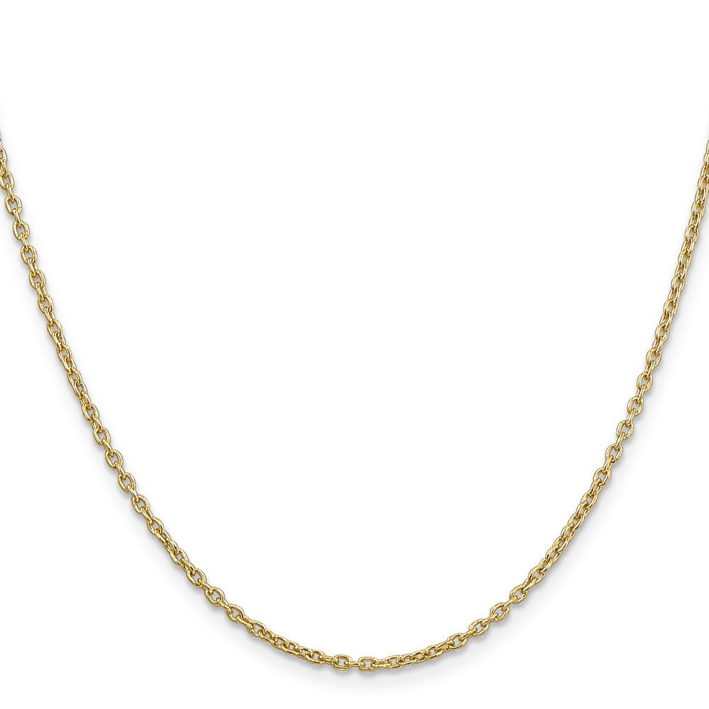 14k Yellow Gold 2mm Round Open Link Cable Chain Necklace 24"