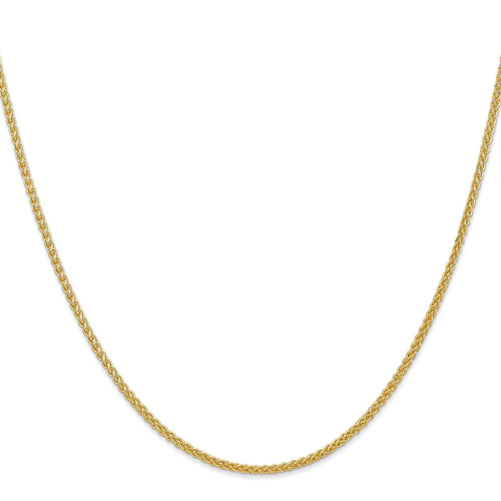 14k Yellow Gold 2mm Semi-Solid Wheat with Lobster Clasp Chain Necklace 22"