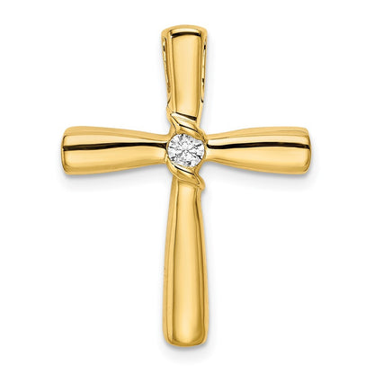14k Yellow Gold Polished Diamond Cross Chain Slide