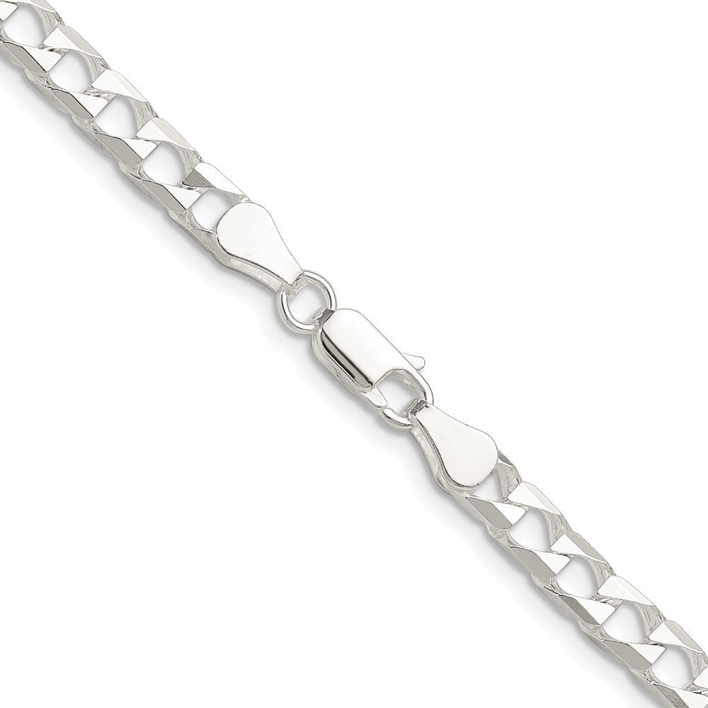 Sterling Silver Rhodium-plated 5mm Diamond-Cut Square Curb Chain Necklace 22"