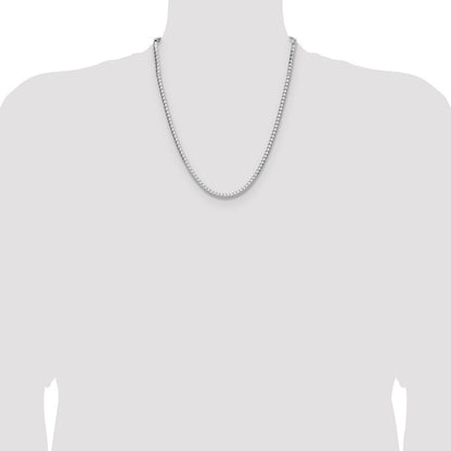 Sterling Silver 4.0mm Diamond-Cut Square Franco Chain Necklace 22"