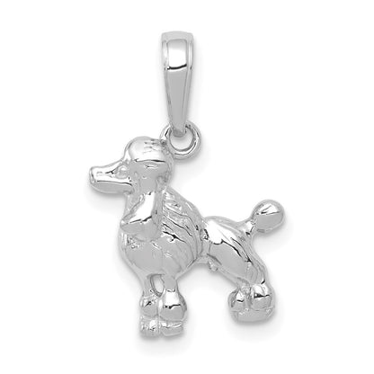14k White Gold Poodle Dog Pendant