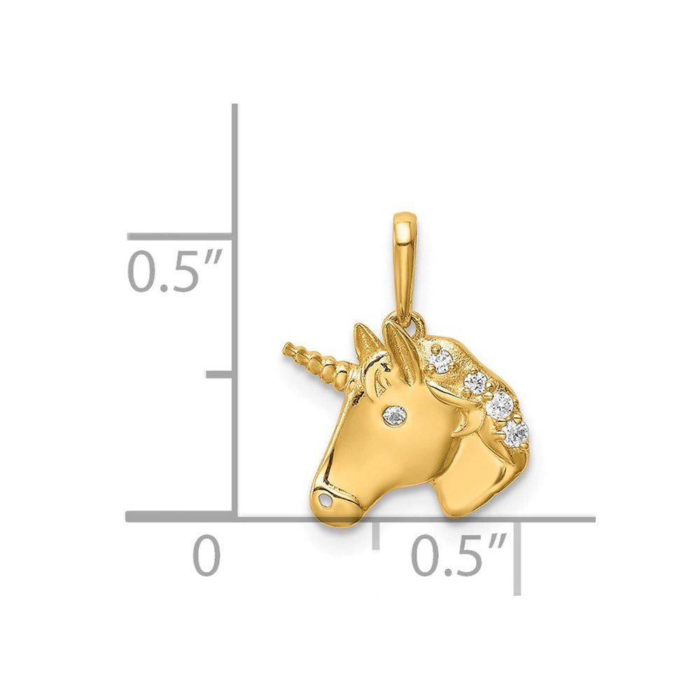 14k Yellow Gold Unicorn CZ Pendant