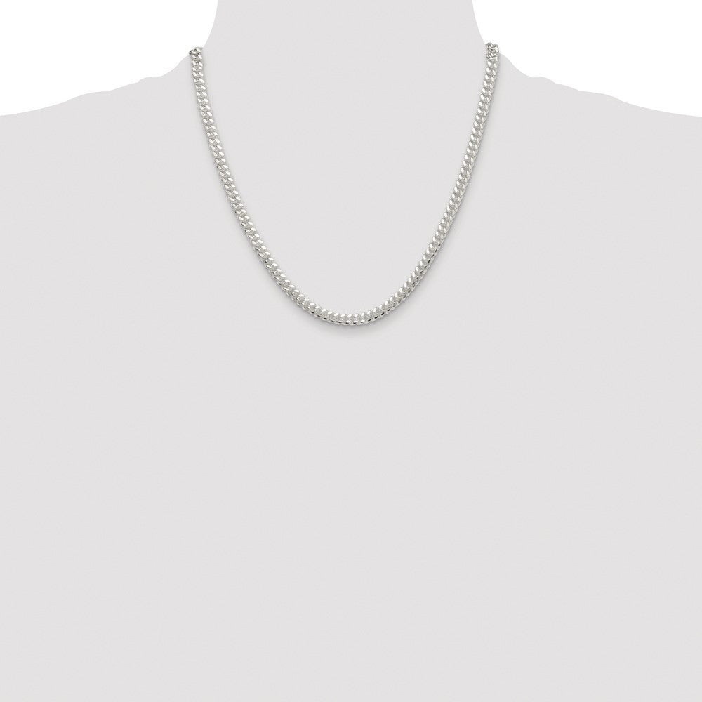 Sterling Silver Rhodium-plated Polished 5.7mm Domed Curb Chain Necklace 20"