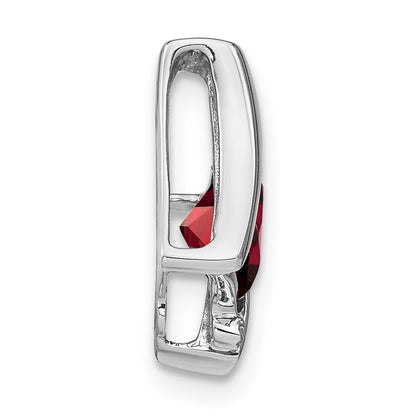 14k White Gold Garnet and Diamond Pendant