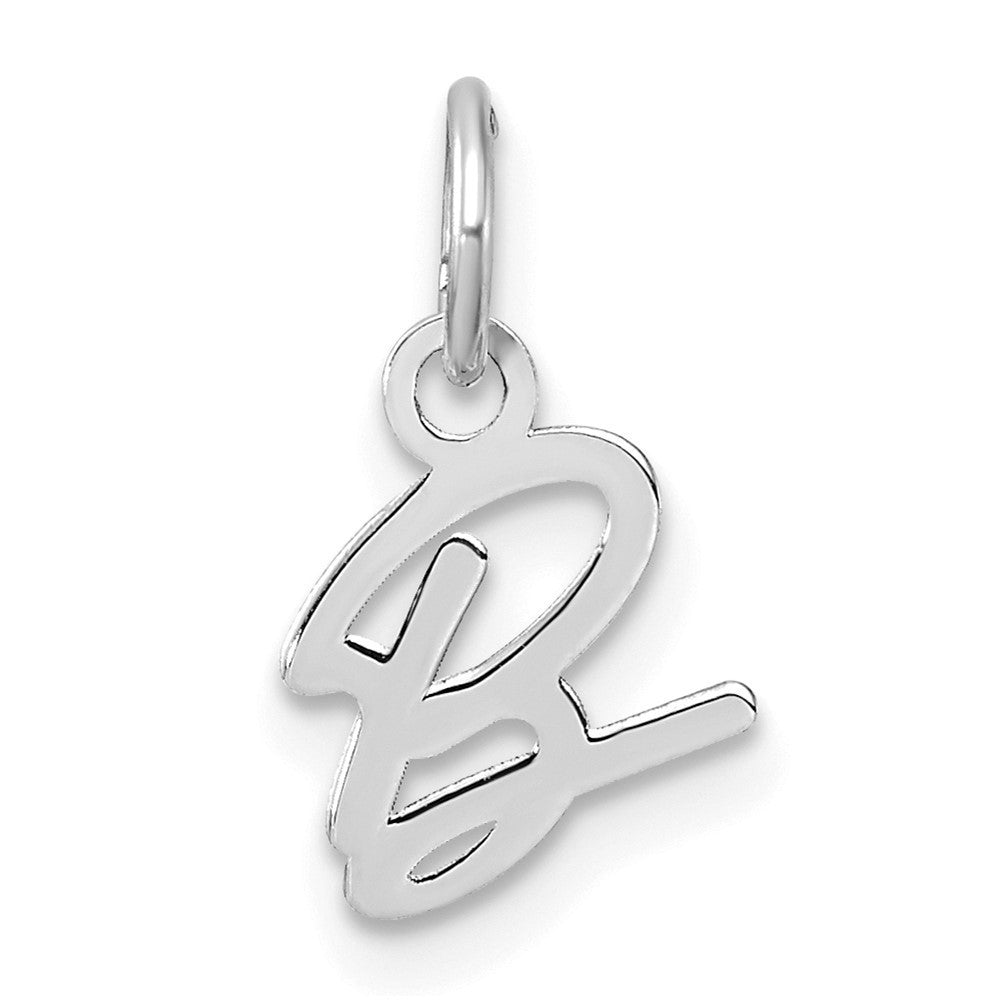 14k White Gold Uppercase Letter B Initial Charm Pendant