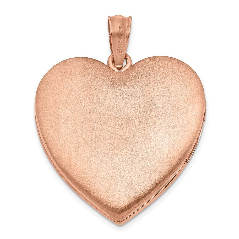 Sterling Silver Rose Gold-plated 24mm Plain Heart Locket Pendant