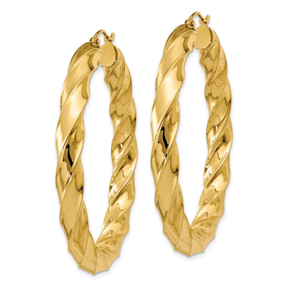 14k Yellow Gold Polished 5.0mm Twisted Hoop Earrings
