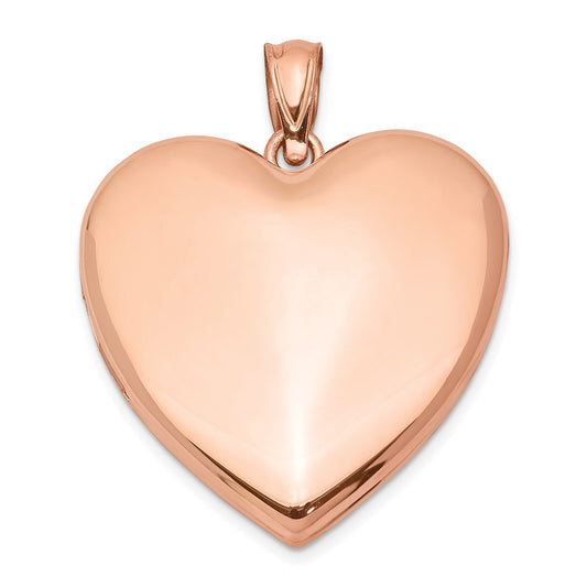 Sterling Silver Rose Gold-plated 24mm Plain Heart Locket Pendant