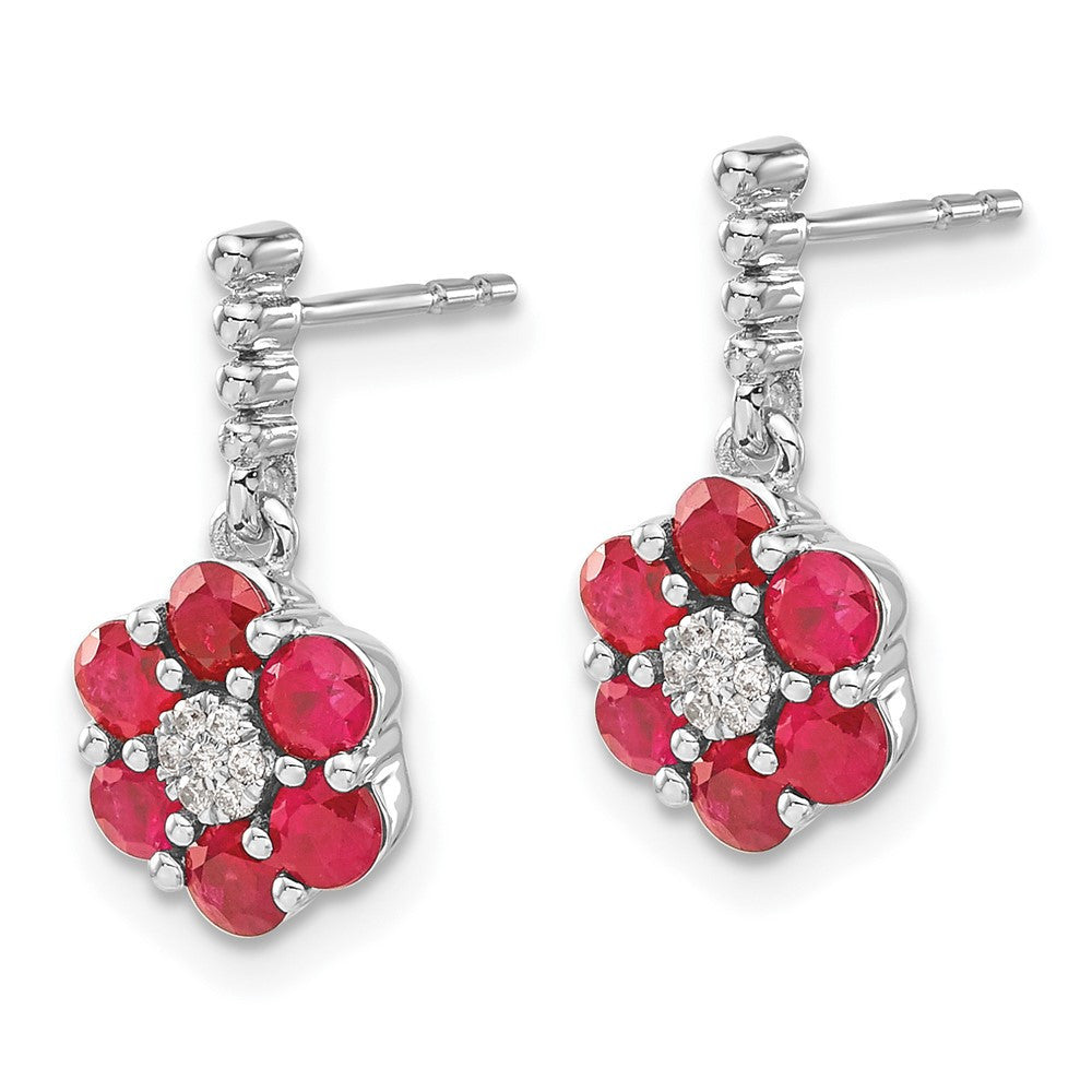 14k White Gold Ruby and Diamond Drop & Dangle Earrings